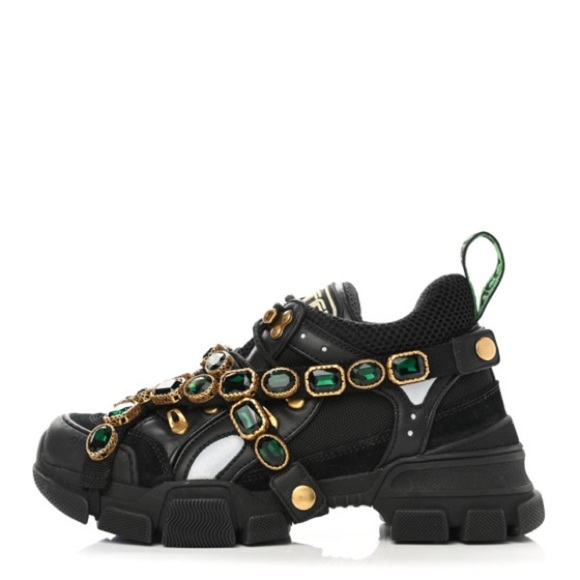 GUCCI
XSEGA Mesh Suede Calfskin Removable Crystals Womens Flashtrek Sneakers 9.5 - Picture 3 of 11